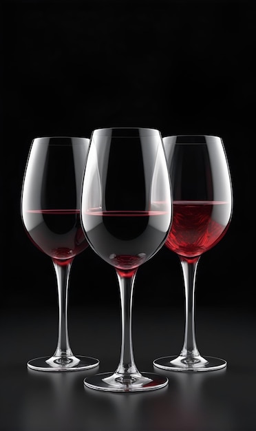 A glass of red wine on a black background