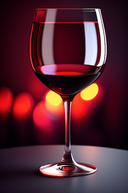 A glass of red wine is on a table with a red background.