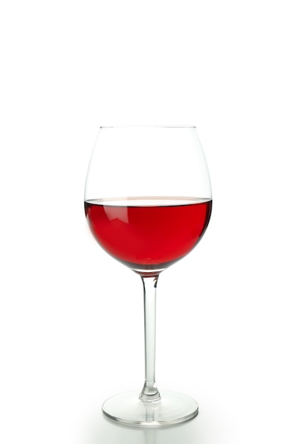 Glass of red wine isolated on white background