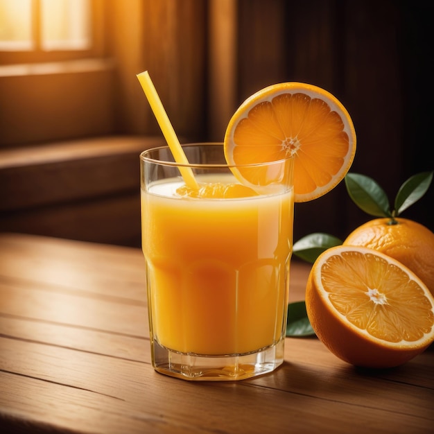 A glass of refreshing orange juice adorned