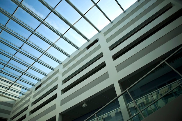 Glass roof inside a modern office building