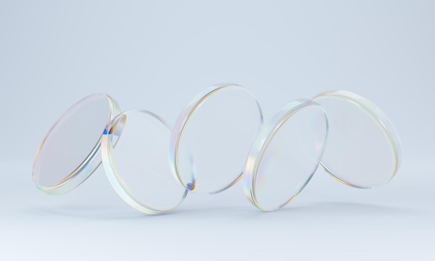 Glass shapes with dispertion effect 3d rendering