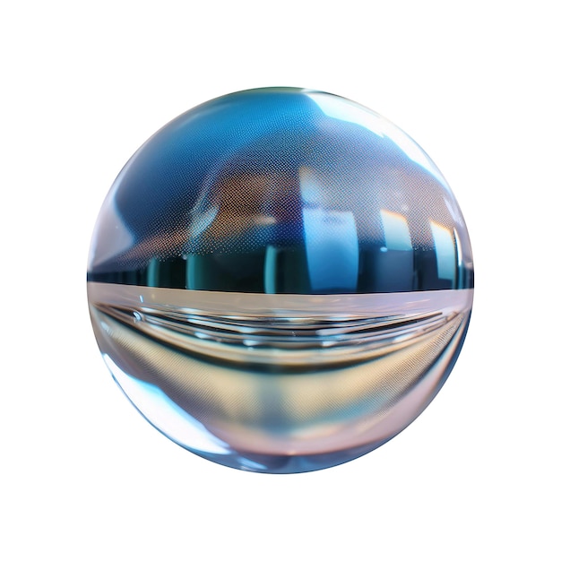 Photo glass sphere showcasing reflection transparency and geometric perfection