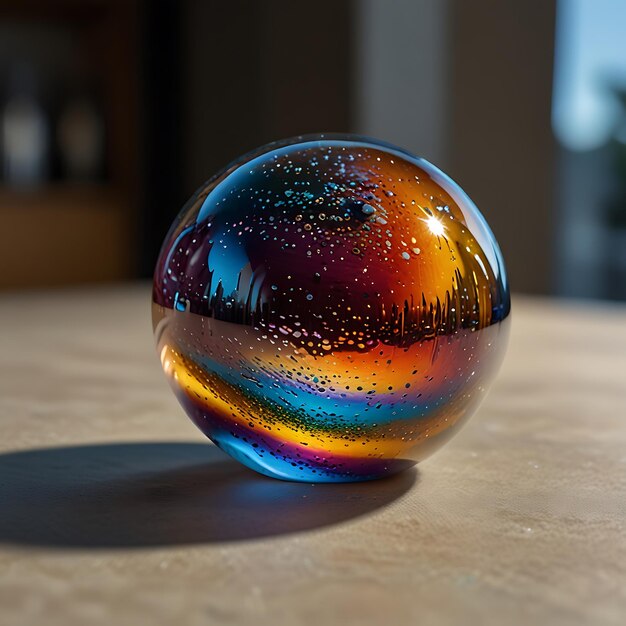 Photo a glass sphere with the words quot city of the city quot on it