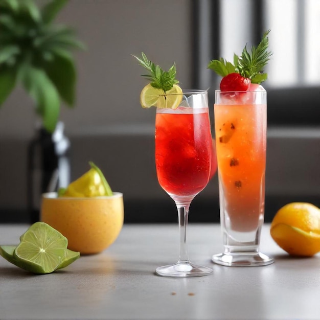 a glass of strawberry juice sits next to two glasses of water