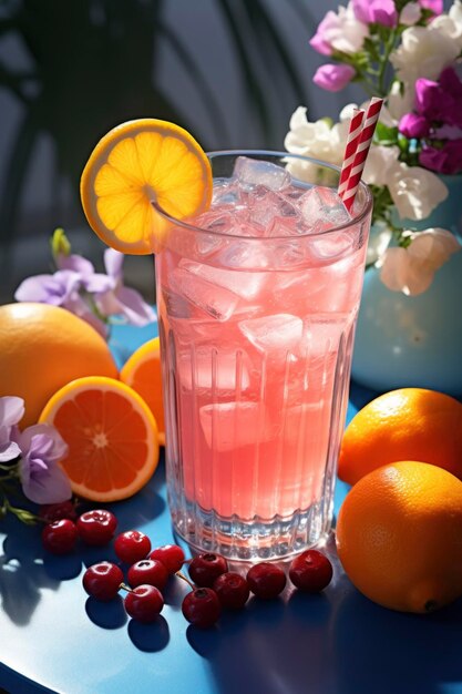 A glass of summer cocktail