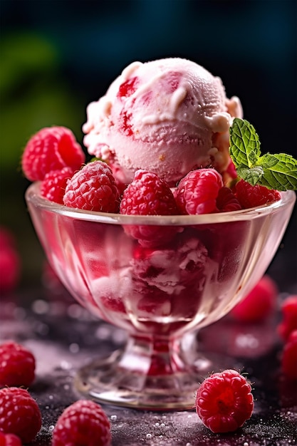 A glass of tasty raspberry ice cream special summer menu