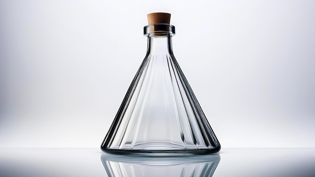 Glass transparent bottle on white background