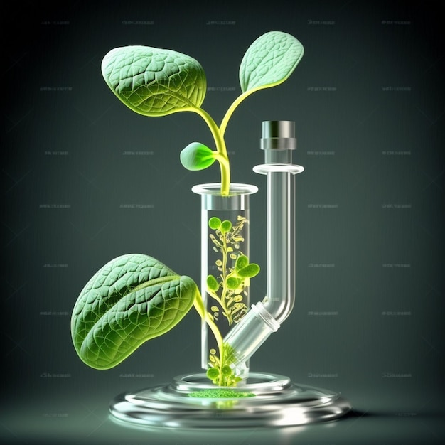 A glass tube with a plant growing out of it