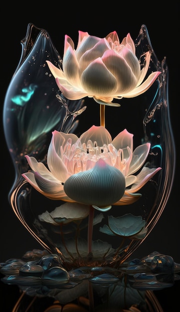 Glass vase with a flower inside of it generative ai