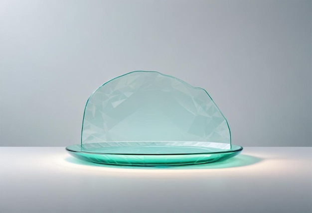 a glass vase with a green base that says  the base of it