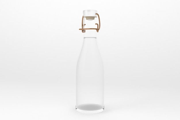 Glass Water Bottle Front Side In White Background