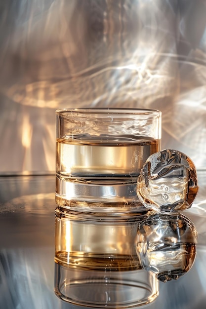 A glass of water sitting on a table Suitable for various concepts