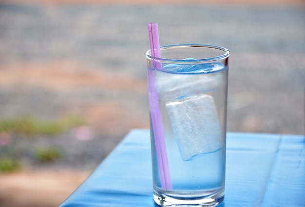 Glass  water on the table