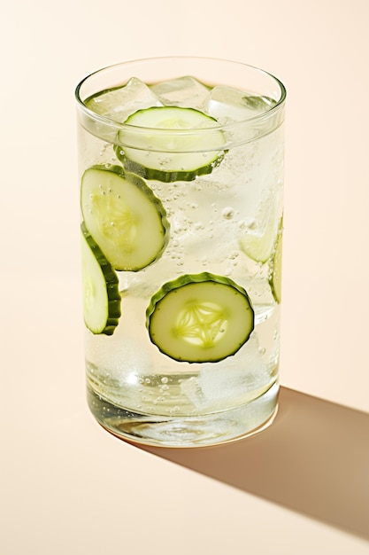 glass of water with cucumbers