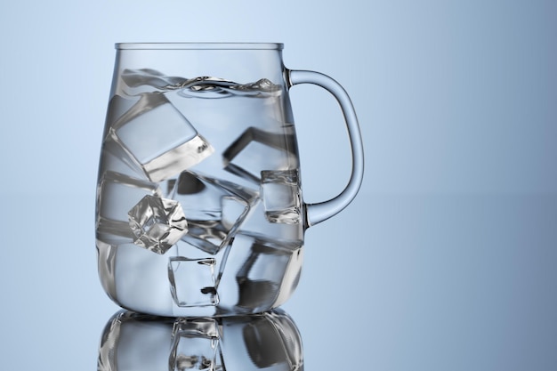 Glass of water with ice cubes d render