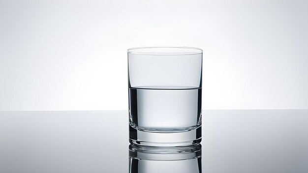 a glass of water with a small amount of liquid in it