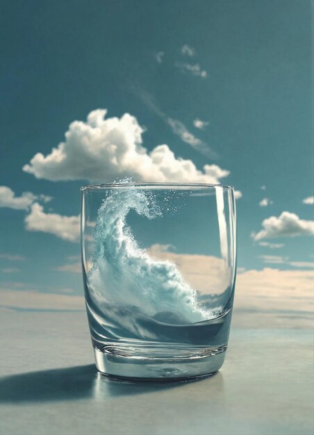 a glass of water with the word moon on it