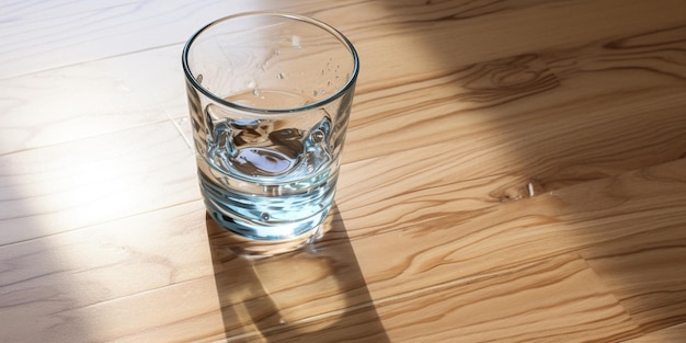 Glass of water wooden floor high quality photo