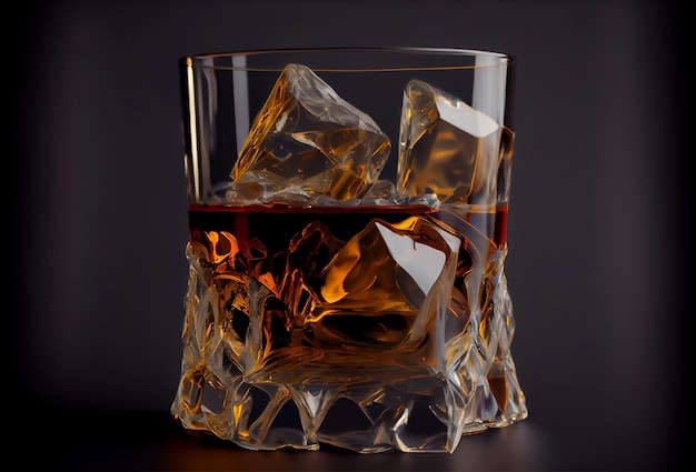 A glass of whiskey and ice Generative AI