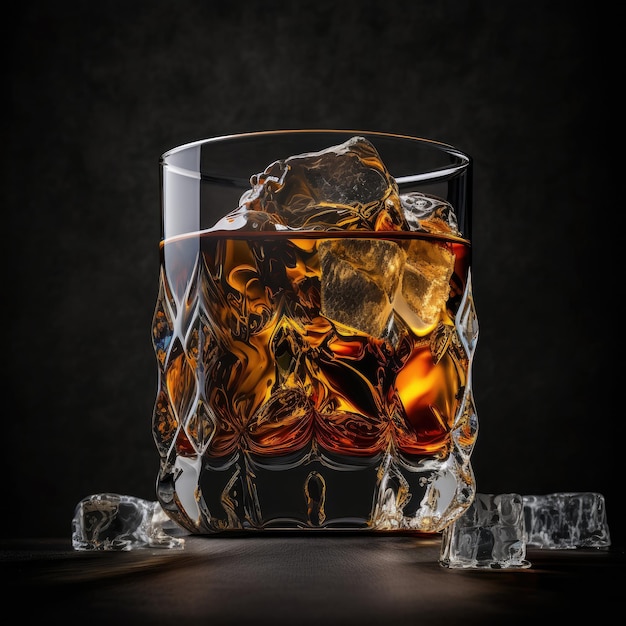 Glass of whiskey Illustration AI Generative