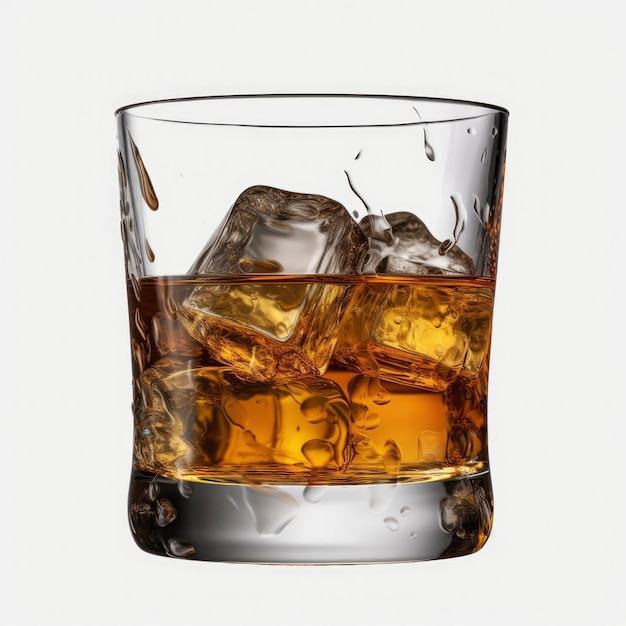 glass of whiskey with ice