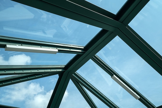 Glass windows on the roof of metro station