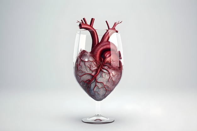 A glass of wine with a heart inside