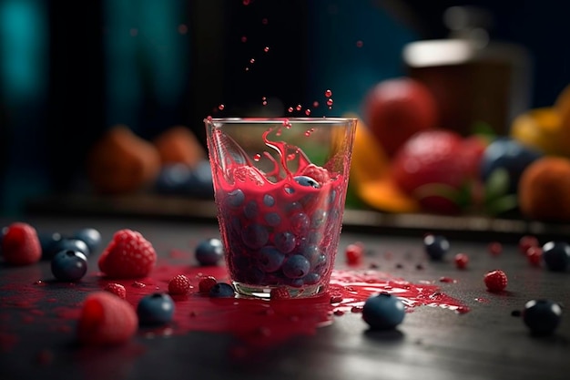 Glass with berries Generative AI