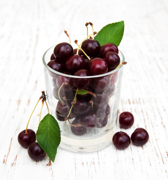 Glass with cherries