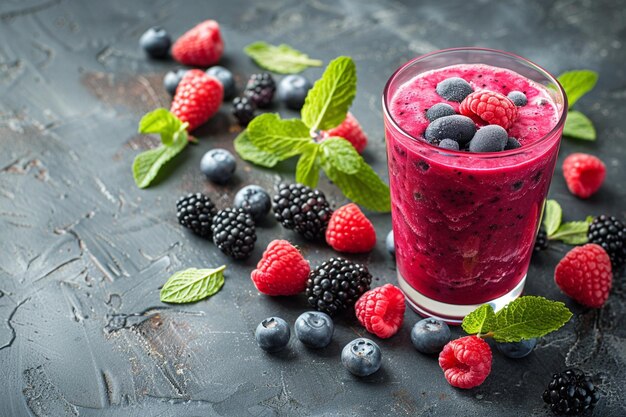 Glass with delicious fruits smoothie