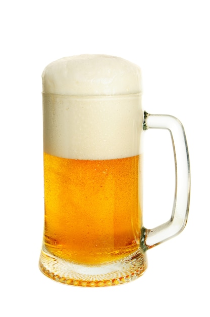 Glass with light beer isolated on the white