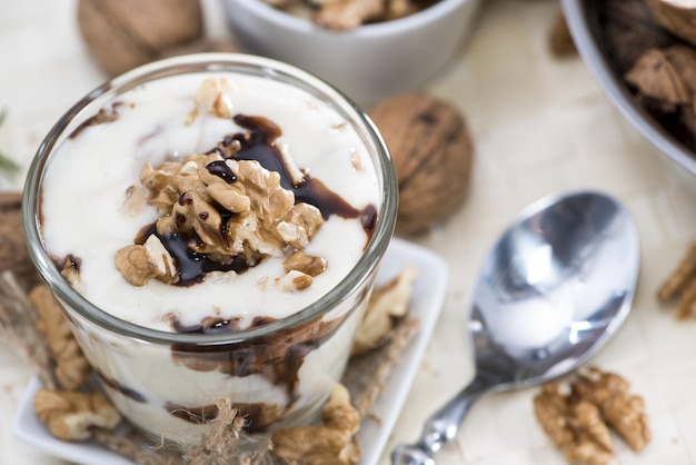 Glass with Walnut Chocolate Yoghurt