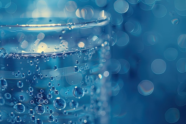 Photo a glass with water drops on it and a blue background