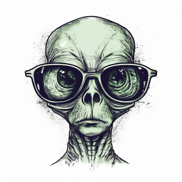 glasses alien head vector illustration for t shirt