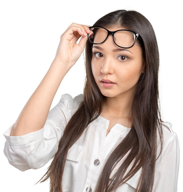 Glasses eyewear woman happy portrait looking at camera