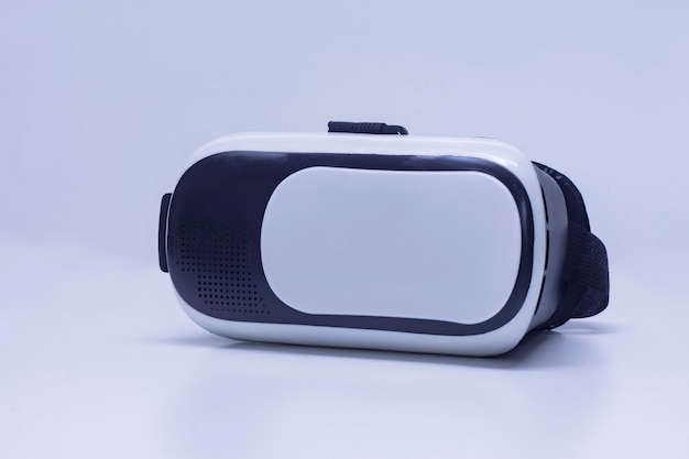 Glasses for virtual reality and 360-degree video. VR helmet for the smartphone on a white background.