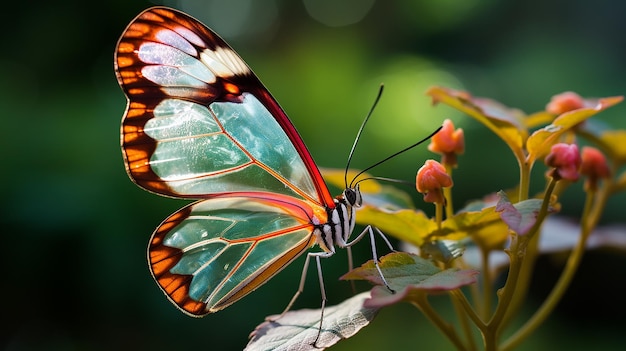 Glasswinged Butterfly on a Vibrant Flower