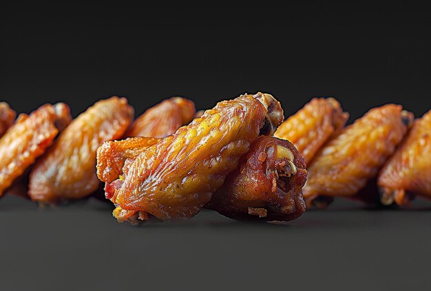 Photo glazed chicken wings delicious finger food feast on black