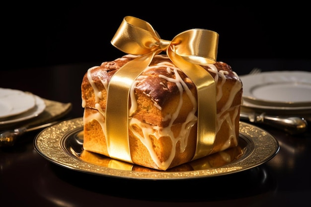 Photo glazed panettone with a touch of gold