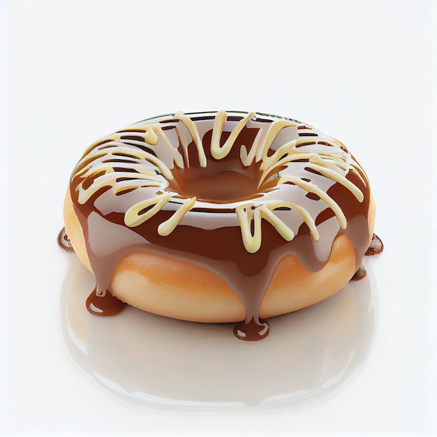 Glazed sweet realistic donut isolated on white background Generative AI