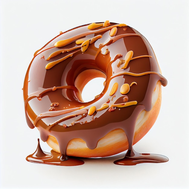 Glazed sweet realistic donut isolated on white background Generative AI