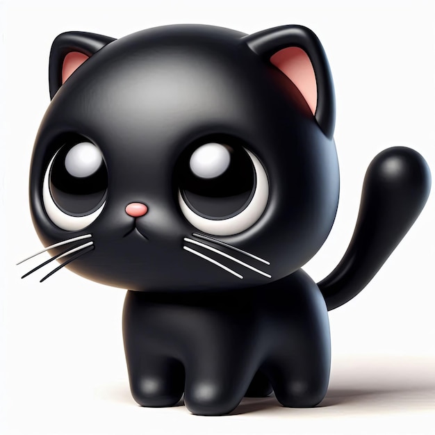 Photo gleaming 3d black kitty joy