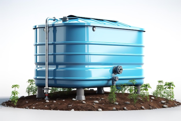 Photo a gleaming blue water tank stands ready for its task on transparent background png