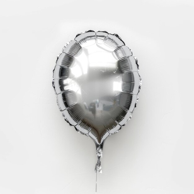 Photo a gleaming ovalshaped silver balloon stands out against a crisp white background