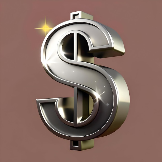 Photo a gleaming silver dollar sign with a metallic shine and a subtle golden highlight