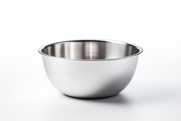 Gleaming Stainless Steel Bowl on Clean White Canvas White or PNG Transparent Background