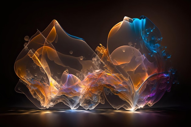 Glimmering abstract design featuring light trails and foil-like shapes, generative ai