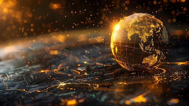 Glimmering Cryptocurrency Globe Shining in Cosmic Void