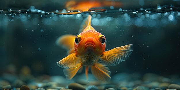 Glimpse of Elegance Radiant Goldfish in Captivating Aquarium Setting